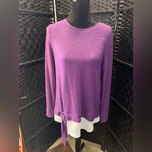 Purple Women's Sweater Top with Tie Detail